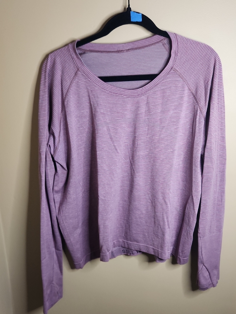 Lululemon Swiftly Tech Long Sleeve Crew in Plum/Grey Stripe. Size 18 - Picture 1 of 3
